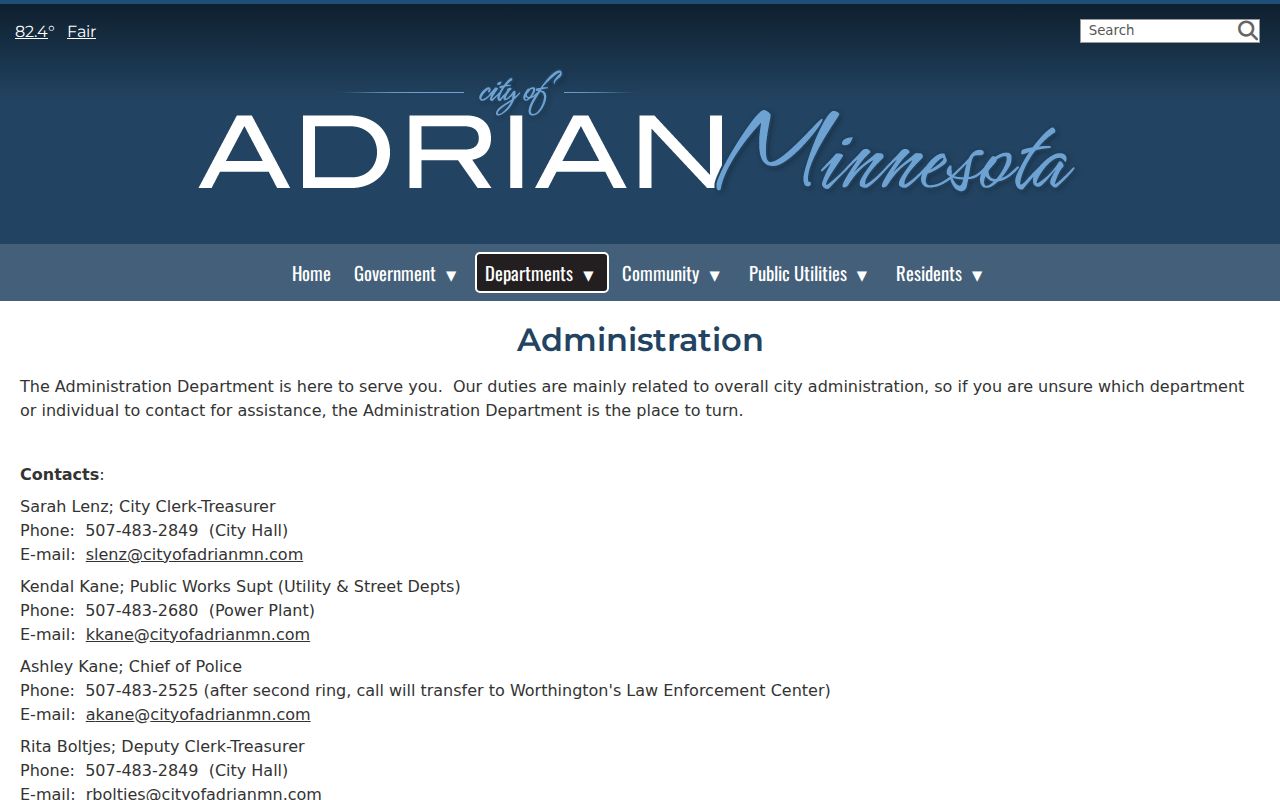 Adrian court docket City Clerk-Treasurer administration reference