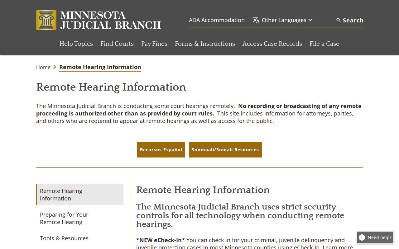 Nobles County court calendar remote hearing and court records guidance