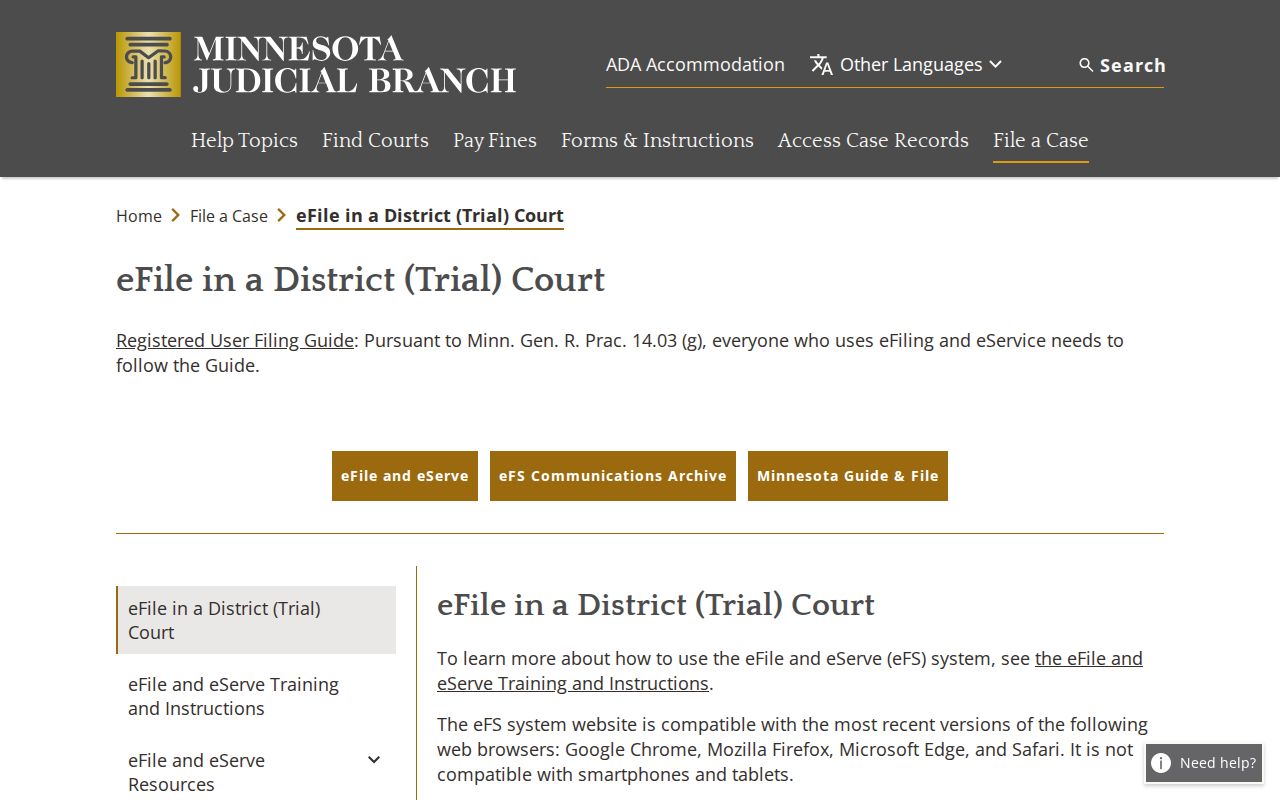 Nobles County criminal dockets Minnesota eFile and eServe information page