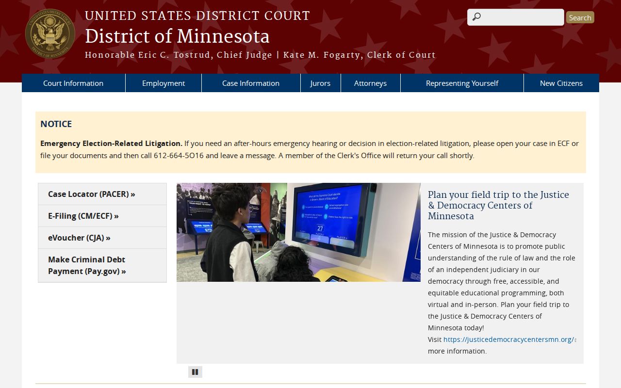 Nobles County court docket federal District of Minnesota access page