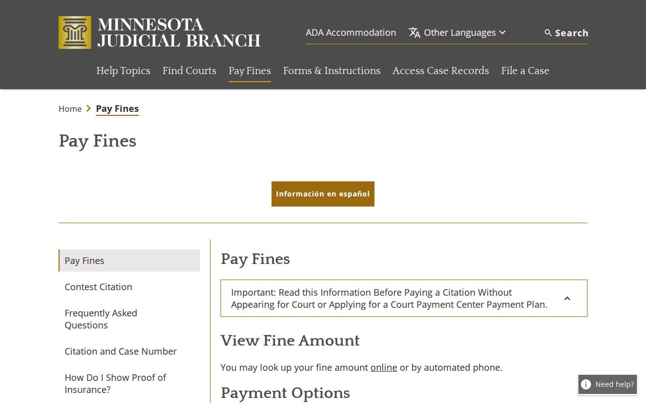Nobles County traffic court records payment and citation access information
