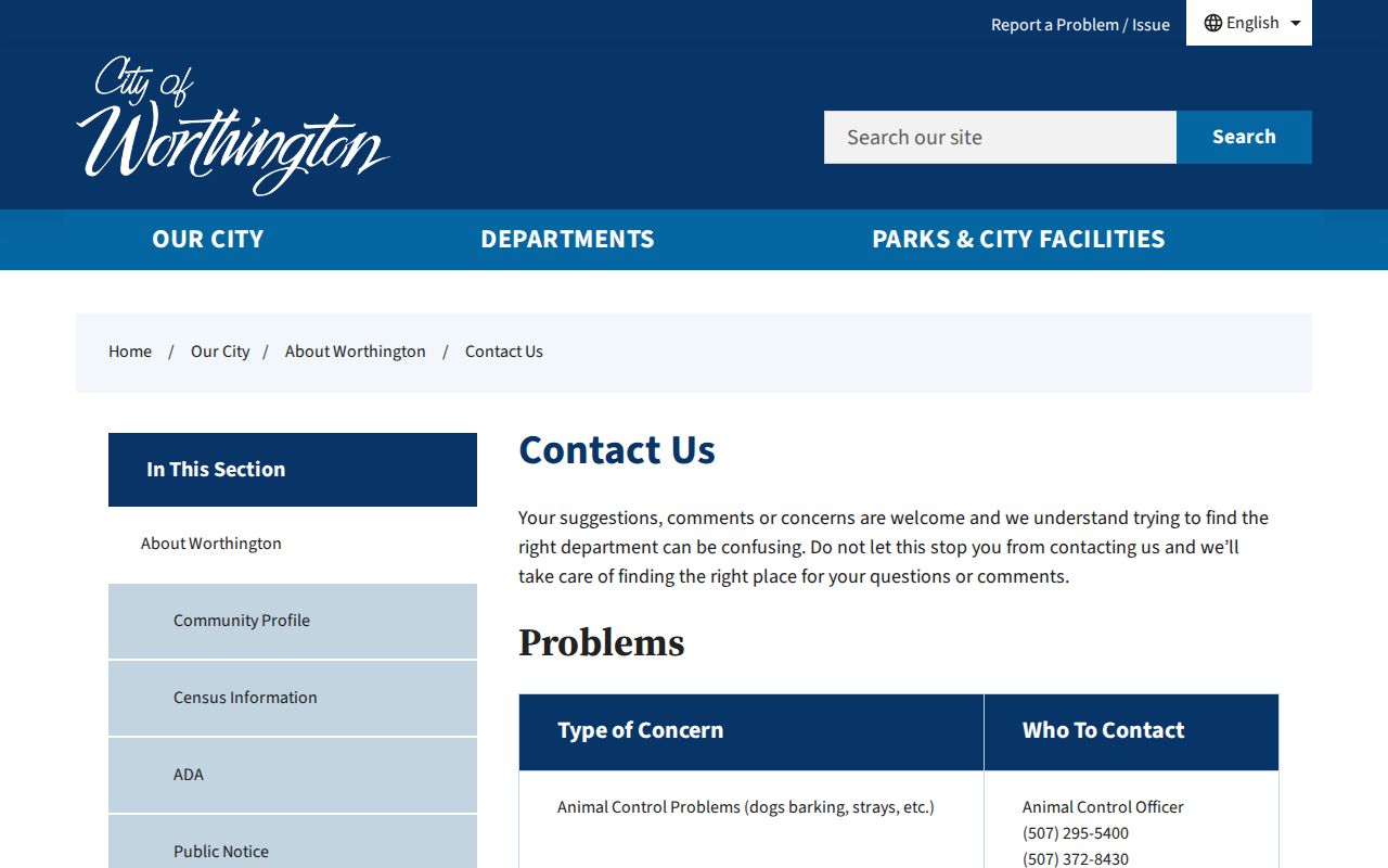 Worthington court docket City Hall contact reference